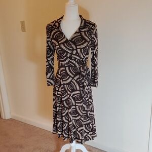 A.P.N.Y. Brown and Cream Patterned Wrap Dress